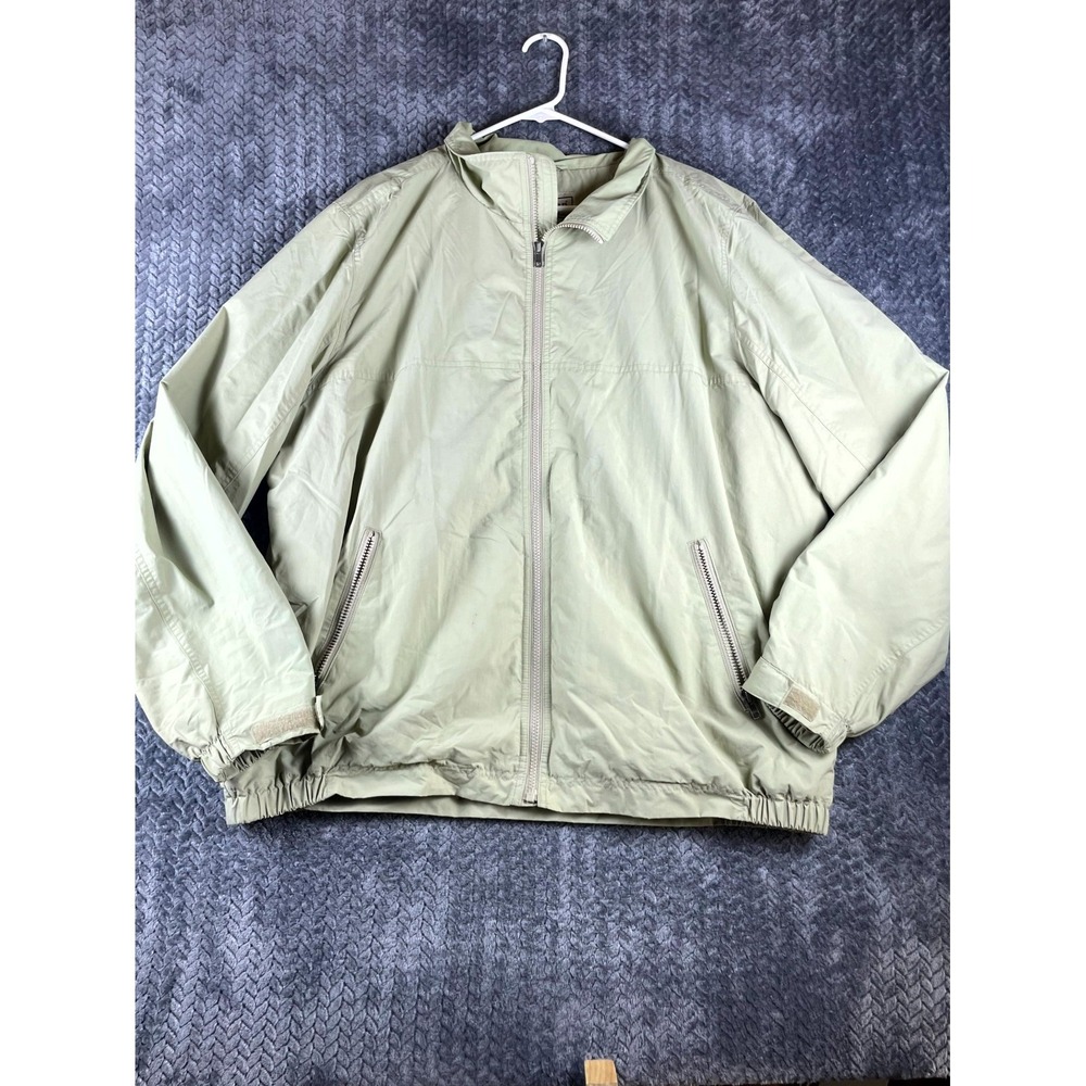 Vintage L.L. Bean Bomber Jacket Mens 2XL Green Fleece Lined Full Zip Insulation